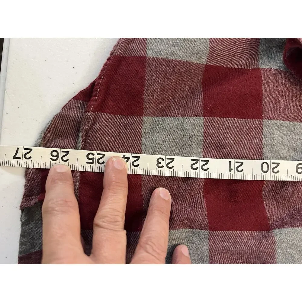 J Crew Shirt Flannel Womens Medium The Perfect Shirt Plaid Button Front Red Gray - Picture 8 of 10